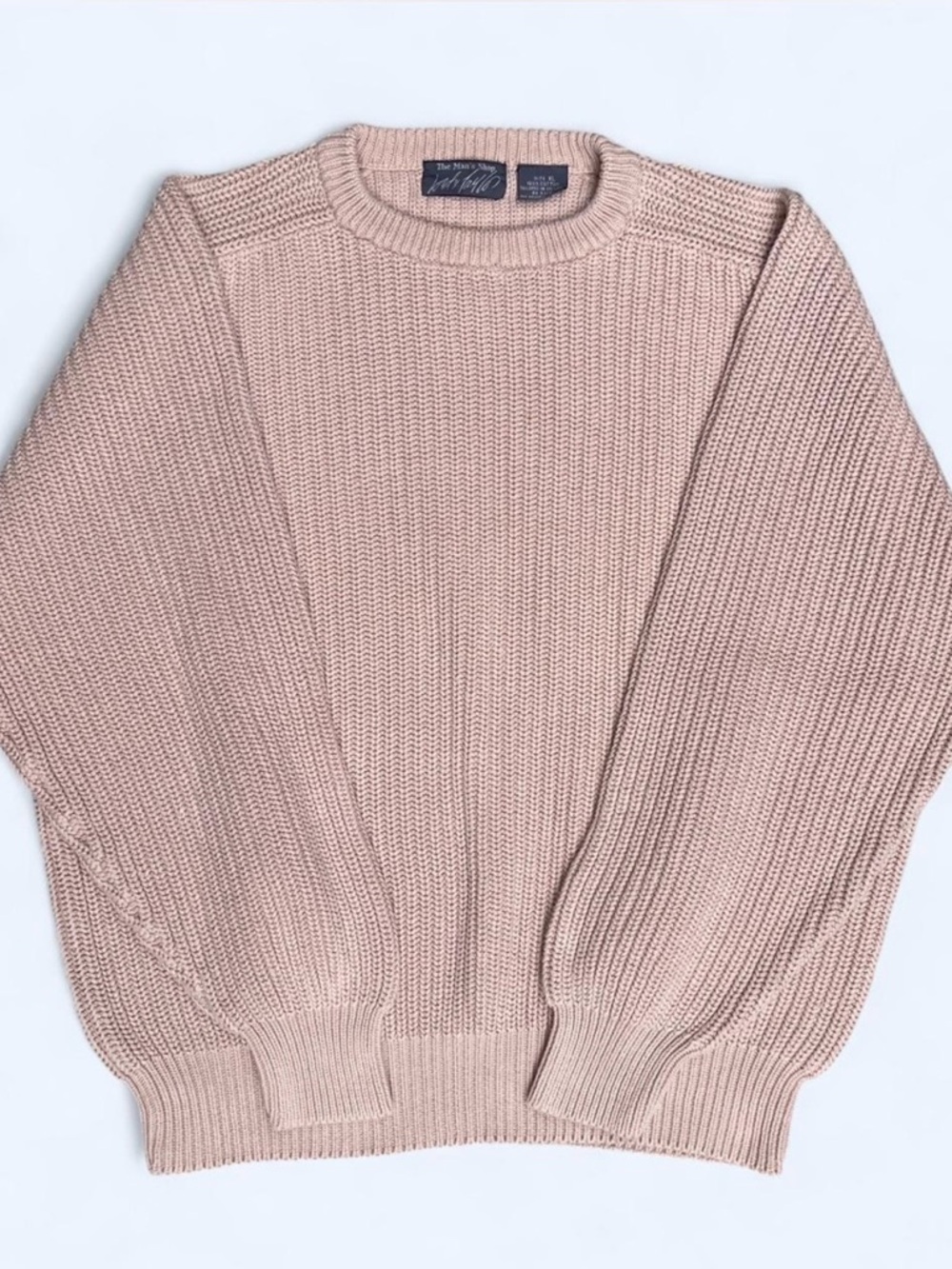 Lord & Taylor Crewneck 100% cotton Sweater tan preppy Nautical Coastal Resort XL